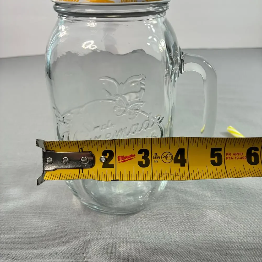 Vintage Simple Homemade Goodness Butterfly Mason Jar Glass Tumbler with Straw